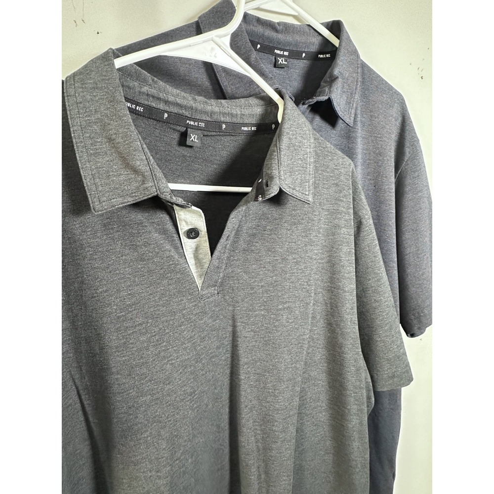LOT OF 2 Public Rec Mens XL Gray & Blue Polo Golf Shirt Stretch Short Sleeve